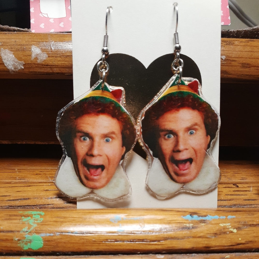 Buddy the elf excited for Santa earrings
